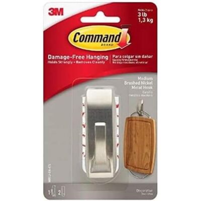 3M Command MR02-BN Metallhaken Nickel poliert mit modernen Reflexionen Medium 3M Command MR02-BN Metallhaken Nickel poliert mit modernen Reflexionen Medium