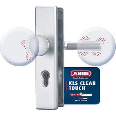 Abus Türbeschlag KLS Clean Touch Antimikrobiell, 72 mm, Aluminium Türgriff innen & Knauf außen, für Links- und Rechtstüren, Türstärke 37–47 mm, zertifizierter Bakterienschutz Abus Türbeschlag KLS Clean Touch Antimikrobiell, 72 mm, Aluminium Türgriff innen & Knauf außen, für Links- und Rechtstüren, Türstärke 37–47 mm, zertifizierter Bakterienschutz
