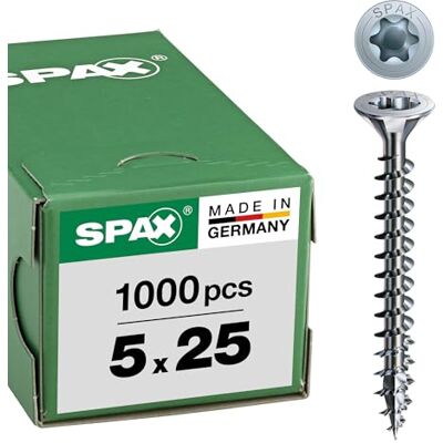 SPAX Universalschraube, 5,0 x 25 mm, 1000 Stück, T-STAR plus, Senkkopf, Vollgewinde, 4CUT, WIROX A3J, 1191010500255 SPAX Universalschraube, 5,0 x 25 mm, 1000 Stück, T-STAR plus, Senkkopf, Vollgewinde, 4CUT, WIROX A3J, 1191010500255