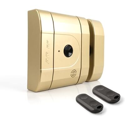 AYR int_LOCK RF 2 Unsichtbares elektronisches Hochsicherheitsschloss mit mattem Messing-Finish. AYR int_LOCK RF 2 Unsichtbares elektronisches Hochsicherheitsschloss mit mattem Messing-Finish.