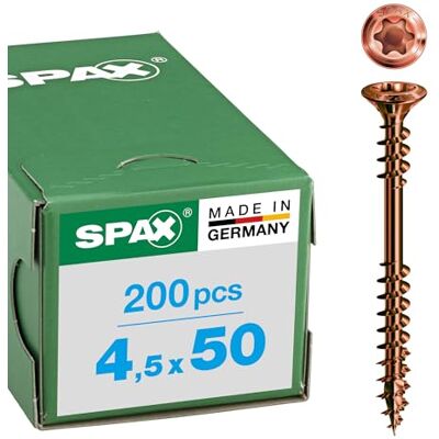 SPAX Fassadenschraube aus Edelstahl rostfrei A2, 4,5 x 50 mm, 200 Stück, T-STAR plus, Reduzierter Linsensenkkopf, Fixiergewinde, 4CUT, antik, 25479004505022 SPAX Fassadenschraube aus Edelstahl rostfrei A2, 4,5 x 50 mm, 200 Stück, T-STAR plus, Reduzierter Linsensenkkopf, Fixiergewinde, 4CUT, antik, 25479004505022