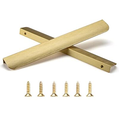 Satanga Kantengriff für Schränke, Küche, verdeckte Schubladengriffe, Aluminium, versteckte Tür, langer Griff für Zuhause, 5 Stück, modernes gebürstetes Messing, 30 cm Gesamtlänge, einfache Satanga Kantengriff für Schränke, Küche, verdeckte Schubladengriffe, Aluminium, versteckte Tür, langer Griff für Zuhause, 5 Stück, modernes gebürstetes Messing, 30 cm Gesamtlänge, einfache