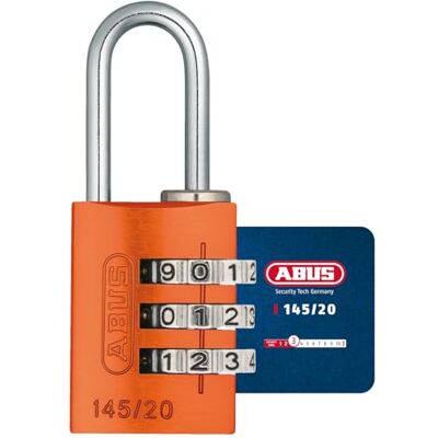 Abus Zahlenschloss 145/20 Orange Kofferschloss, Spindschloss u. v. m. Aluminium-Vorhängeschloss individuell einstellbarer Zahlencode -Sicherheitslevel 3 Abus Zahlenschloss 145/20 Orange Kofferschloss, Spindschloss u. v. m. Aluminium-Vorhängeschloss individuell einstellbarer Zahlencode -Sicherheitslevel 3