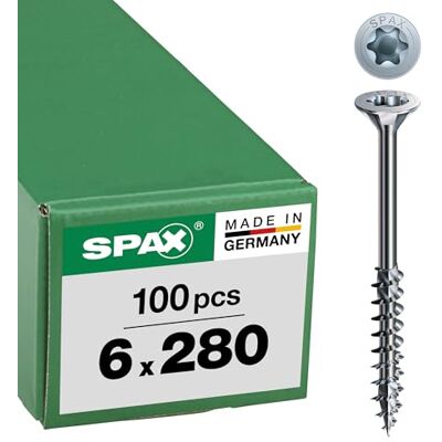 SPAX Universal-Holzschraube 6x280mm - Teilgewinde, Flachkopf - 100 Stück SPAX Universal-Holzschraube 6x280mm - Teilgewinde, Flachkopf - 100 Stück