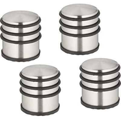 Relaxdays Türstopper Edelstahl, 4er Set, HxD: 7,5 x 7 cm, hoch & schwer, rutschfest, Türzuschlagbremse, silber/schwarz Relaxdays Türstopper Edelstahl, 4er Set, HxD: 7,5 x 7 cm, hoch & schwer, rutschfest, Türzuschlagbremse, silber/schwarz