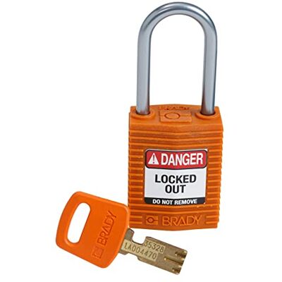 Brady (CPT-ORG-38AL-KD) SafeKey Nylon Lockout-Vorhängeschloss kompakt Mit Aluminium Bügel 38.00 mm Orange KD Verschiedenschließende Schlösser 1 Stück Brady (CPT-ORG-38AL-KD) SafeKey Nylon Lockout-Vorhängeschloss kompakt Mit Aluminium Bügel 38.00 mm Orange KD Verschiedenschließende Schlösser 1 Stück