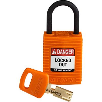 Brady (CPT-ORG-25PL-KD) SafeKey Nylon Lockout-Vorhängeschloss kompakt Mit Nylon Bügel 25.00 mm Orange KD Verschiedenschließende Schlösser 1 Stück Brady (CPT-ORG-25PL-KD) SafeKey Nylon Lockout-Vorhängeschloss kompakt Mit Nylon Bügel 25.00 mm Orange KD Verschiedenschließende Schlösser 1 Stück