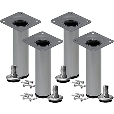 Stahlia Möbelfüße verstellbar (4er Set) Silber 8cm Höhe belastbar bis 50kg Sofafüße Schrankfüße Möbelbeine höhenverstellbare Füße Metallbeine Stahlia Möbelfüße verstellbar (4er Set) Silber 8cm Höhe belastbar bis 50kg Sofafüße Schrankfüße Möbelbeine höhenverstellbare Füße Metallbeine