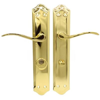 Micel 02041 Türgriff-Set mit Griffverurteilung für 70 mm linke Hand inkl. Krücke mit 2 Schlüsseln, Messing-Finish, goldfarben, 120 x 256 x 55 mm Micel 02041 Türgriff-Set mit Griffverurteilung für 70 mm linke Hand inkl. Krücke mit 2 Schlüsseln, Messing-Finish, goldfarben, 120 x 256 x 55 mm