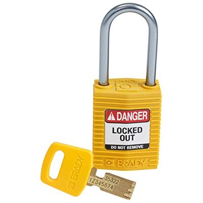 Brady (CPT-YLW-38AL-KD) SafeKey Nylon Lockout-Vorhängeschloss kompakt Mit Aluminium Bügel 38.00 mm Gelb KD Verschiedenschließende Schlösser 1 Stück Brady (CPT-YLW-38AL-KD) SafeKey Nylon Lockout-Vorhängeschloss kompakt Mit Aluminium Bügel 38.00 mm Gelb KD Verschiedenschließende Schlösser 1 Stück