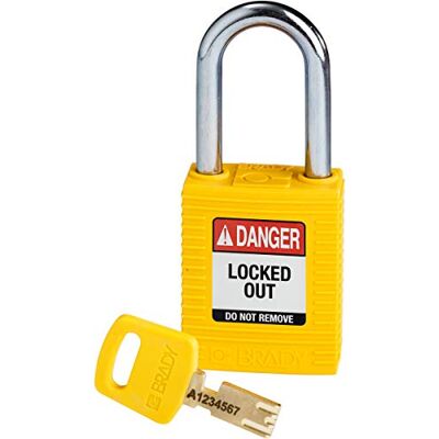 Brady (NYL-YLW-38ST-KD) SafeKey Nylon Lockout-Vorhängeschloss Mit Stahl Bügel 38.00 mm Gelb KD Verschiedenschließende Schlösser 1 Stück Brady (NYL-YLW-38ST-KD) SafeKey Nylon Lockout-Vorhängeschloss Mit Stahl Bügel 38.00 mm Gelb KD Verschiedenschließende Schlösser 1 Stück