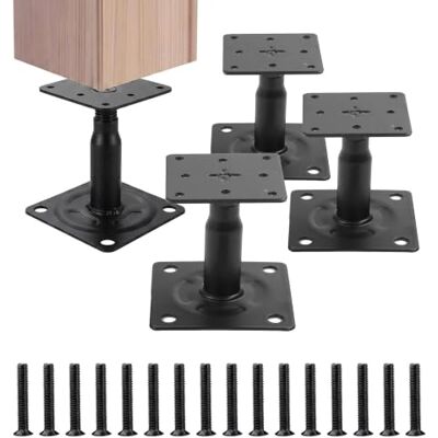 Relaxdays Pfostenträger 4er Set, höhenverstellbar 100-150mm, schwarz Pfostenfuß, Holzschutz 9,5x9,5cm, Stützenfuß Stahl Relaxdays Pfostenträger 4er Set, höhenverstellbar 100-150mm, schwarz Pfostenfuß, Holzschutz 9,5x9,5cm, Stützenfuß Stahl