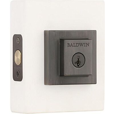 Baldwin Prestige Spyglass Square Single Cylinder Venetian Bronze Deadbolt featuring SmartKey Baldwin Prestige Spyglass Square Single Cylinder Venetian Bronze Deadbolt featuring SmartKey