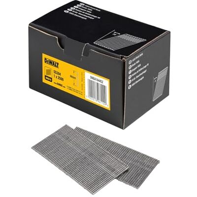 DeWalt Stauchkopf-Nägel 16 GA DNBA1644SZ (20 Grad, 44mm, Edelstahl, Durchmesser 1,40 x 1,60 mm) 2.500 Stück DeWalt Stauchkopf-Nägel 16 GA DNBA1644SZ (20 Grad, 44mm, Edelstahl, Durchmesser 1,40 x 1,60 mm) 2.500 Stück