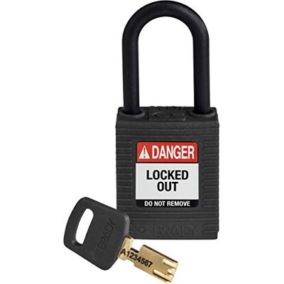 Brady (CPT-BLK-25PL-KD) SafeKey Nylon Lockout-Vorhängeschloss kompakt Mit Nylon Bügel 25.00 mm Schwarz KD Verschiedenschließende Schlösser 1 Stück Brady (CPT-BLK-25PL-KD) SafeKey Nylon Lockout-Vorhängeschloss kompakt Mit Nylon Bügel 25.00 mm Schwarz KD Verschiedenschließende Schlösser 1 Stück