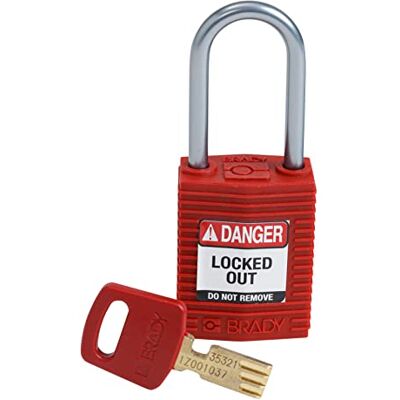 Brady (CPT-RED-38AL-KD) SafeKey Nylon Lockout-Vorhängeschloss kompakt Mit Aluminium Bügel 38.00 mm Rot KD Verschiedenschließende Schlösser 1 Stück Brady (CPT-RED-38AL-KD) SafeKey Nylon Lockout-Vorhängeschloss kompakt Mit Aluminium Bügel 38.00 mm Rot KD Verschiedenschließende Schlösser 1 Stück