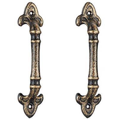 Relaxdays Möbelgriffe Vintage, 2 Stück, Türgriffe antik für Schränke, Schubladen, Schiebetüren, Gusseisen, 20 cm, Bronze Relaxdays Möbelgriffe Vintage, 2 Stück, Türgriffe antik für Schränke, Schubladen, Schiebetüren, Gusseisen, 20 cm, Bronze