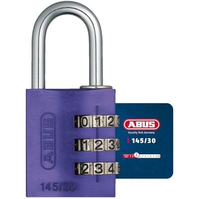 Abus Zahlenschloss 145/30 Lila Kofferschloss, Spindschloss u. v. m. Aluminium-Vorhängeschloss individuell einstellbarer Zahlencode -Sicherheitslevel 3 Abus Zahlenschloss 145/30 Lila Kofferschloss, Spindschloss u. v. m. Aluminium-Vorhängeschloss individuell einstellbarer Zahlencode -Sicherheitslevel 3