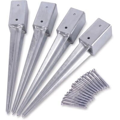 Relaxdays Einschlaghülse, 4er Set, 750 mm Länge, für 60 x 60 mm, silber Rostfreier Stahl, für Zaunpfosten, inkl. Schrauben, Pfostenträger zum Einschlagen, ohne Betonieren, wetterfest Relaxdays Einschlaghülse, 4er Set, 750 mm Länge, für 60 x 60 mm, silber Rostfreier Stahl, für Zaunpfosten, inkl. Schrauben, Pfostenträger zum Einschlagen, ohne Betonieren, wetterfest