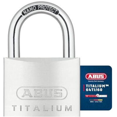 Abus Vorhängeschloss Titalium 64TI/60 Kellerschloss mit Schlosskörper aus Spezial-Aluminium gehärteter Stahlbügel -Sicherheitslevel 6 Abus Vorhängeschloss Titalium 64TI/60 Kellerschloss mit Schlosskörper aus Spezial-Aluminium gehärteter Stahlbügel -Sicherheitslevel 6