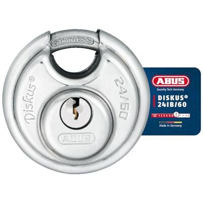Abus Diskus Vorhängeschloss 24IB/60 aus Edelstahl mit 360° Rundumschutz zur Sicherung bei starken Witterungseinflüssen 35043 -Sicherheitslevel 7 Silber/Blau Abus Diskus Vorhängeschloss 24IB/60 aus Edelstahl mit 360° Rundumschutz zur Sicherung bei starken Witterungseinflüssen 35043 -Sicherheitslevel 7 Silber/Blau