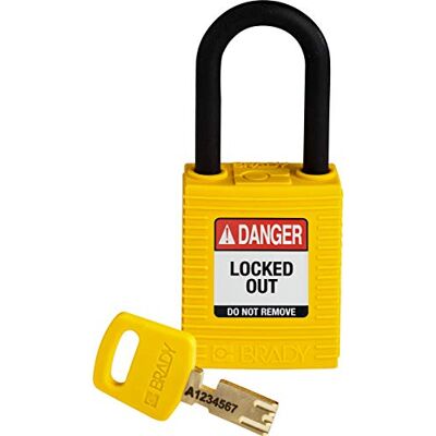 Brady (NYL-YLW-38PL-KD) SafeKey Nylon Lockout-Vorhängeschloss Mit Nylon Bügel 38.00 mm Gelb KD Verschiedenschließende Schlösser 1 Stück Brady (NYL-YLW-38PL-KD) SafeKey Nylon Lockout-Vorhängeschloss Mit Nylon Bügel 38.00 mm Gelb KD Verschiedenschließende Schlösser 1 Stück