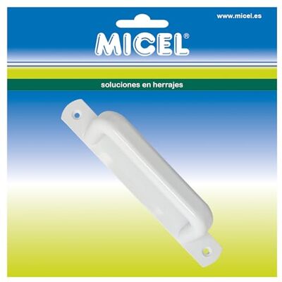 Micel 17334 Blisterpackung mit rundem Griff mit Platte aus Aluminium, weißes Finish, ideal für Innentüren, 26 x 195 x 45 mm Micel 17334 Blisterpackung mit rundem Griff mit Platte aus Aluminium, weißes Finish, ideal für Innentüren, 26 x 195 x 45 mm