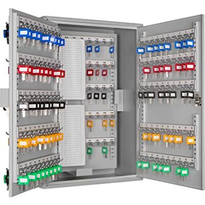 FORMAT Schlüsselschrank, für 250 Schlüssel Schlüsselschrank aus Stahlblech, 250 Schlüsselhaken, 2 Zwischenwände, abschließbar, Grau, 550 × 380 × 205 mm FORMAT Schlüsselschrank, für 250 Schlüssel Schlüsselschrank aus Stahlblech, 250 Schlüsselhaken, 2 Zwischenwände, abschließbar, Grau, 550 × 380 × 205 mm