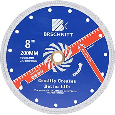 BRSCHNITT Diamant Trennscheibe Fliesenscheibe 200mm Turbo Mesh Diamantklinge mit X Felgensegment für Hart Keramik Porzellan Fliesen Granit. BRSCHNITT Diamant Trennscheibe Fliesenscheibe 200mm Turbo Mesh Diamantklinge mit X Felgensegment für Hart Keramik Porzellan Fliesen Granit.