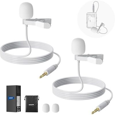 NEEWER 2er Pack Lavalier Ansteckmikrofon, kompatibel mit Rode Wireless GO II 2 DJI Kabelloses Mikrofon Sender, omnidirektionale Kondensator Lapel Mic mit Kabel für Bühne YouTube Live Stream, CM5, Weiß NEEWER 2er Pack Lavalier Ansteckmikrofon, kompatibel mit Rode Wireless GO II 2 DJI Kabelloses Mikrofon Sender, omnidirektionale Kondensator Lapel Mic mit Kabel für Bühne YouTube Live Stream, CM5, Weiß