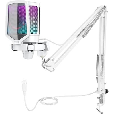 FIFINE USB Mikrofon PC Gaming mit Arm, Microphone weiß für MAC PS4 PS5 mit Stummschalttaste, Popfilter, Shock Mount für Streaming Podcast Studio FIFINE USB Mikrofon PC Gaming mit Arm, Microphone weiß für MAC PS4 PS5 mit Stummschalttaste, Popfilter, Shock Mount für Streaming Podcast Studio