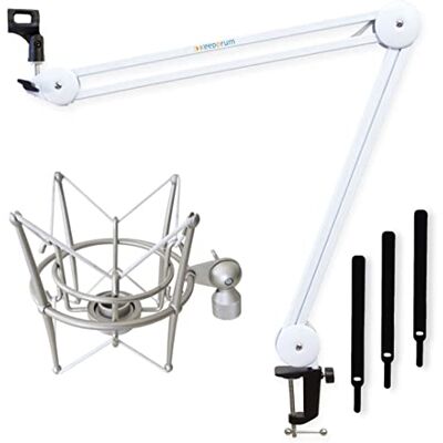 keepdrum MS138 Gelenkarm-Tischstativ Weiss + MS089 Mikrofon-Spinne für G-Track AT-2020/USB+ keepdrum MS138 Gelenkarm-Tischstativ Weiss + MS089 Mikrofon-Spinne für G-Track AT-2020/USB+