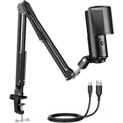 FIFINE USB Microphone Kit with Mute Button, Podcast Microphone with Boom Arm Stand for PC Computer, Studio Condenser Mic for Streaming Recording Vocal VoiceOver-T669PRO1 FIFINE USB Microphone Kit with Mute Button, Podcast Microphone with Boom Arm Stand for PC Computer, Studio Condenser Mic for Streaming Recording Vocal VoiceOver-T669PRO1