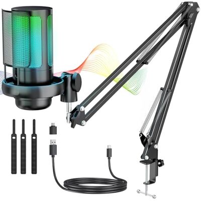 Anykuu Kondensator Microphone Kit Professional, 192kHZ/24 USB Gaming Mikrofon PC Streaming Podcast USB Mikrofon Popschutz, für Gaming/Studio/Youtuber Karaoke/Podcasting Anykuu Kondensator Microphone Kit Professional, 192kHZ/24 USB Gaming Mikrofon PC Streaming Podcast USB Mikrofon Popschutz, für Gaming/Studio/Youtuber Karaoke/Podcasting