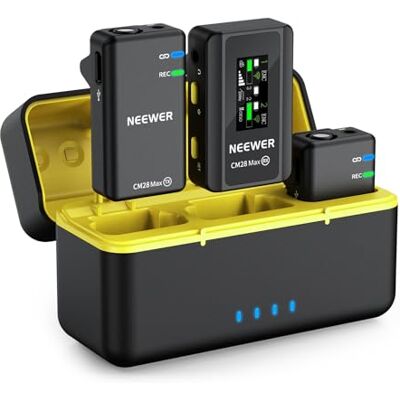 NEEWER CM28 Max Wireless Lavalier Mikrofon System mit Ladekoffer 48KHz/24Bit Lossless Float Recording Rauschunterdrückung 8GB Speicher 25Hrs Batterie 300m Reichweite für iPhone iPad Android Kamera PC NEEWER CM28 Max Wireless Lavalier Mikrofon System mit Ladekoffer 48KHz/24Bit Lossless Float Recording Rauschunterdrückung 8GB Speicher 25Hrs Batterie 300m Reichweite für iPhone iPad Android Kamera PC