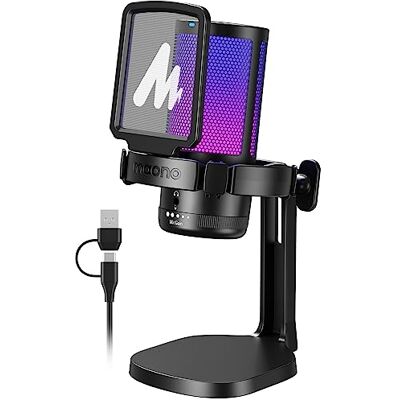 MAONO USB Gaming Mikrofon, Noise Cancellation Kondensator Microphone mit Mute, Gain, Monitoring, Pop-Filter für Streaming, Podcast, Twitch, YouTube, Discord, PC, Computer, PS4&5, Mac, DGM20,Schwarz MAONO USB Gaming Mikrofon, Noise Cancellation Kondensator Microphone mit Mute, Gain, Monitoring, Pop-Filter für Streaming, Podcast, Twitch, YouTube, Discord, PC, Computer, PS4&5, Mac, DGM20,Schwarz