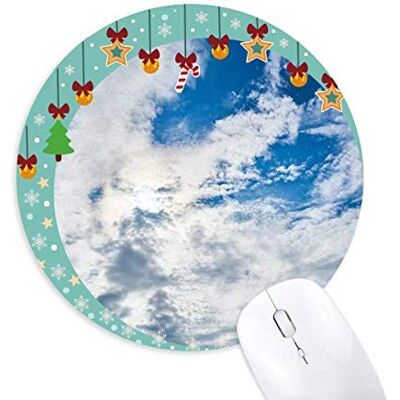 Dakr Blue Sky White Clouds Mouse Pad Jingling Bell Round Rubber Mat Dakr Blue Sky White Clouds Mouse Pad Jingling Bell Round Rubber Mat