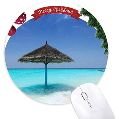 Ocean Beach Green Tree Round Rubber Mouse Pad Christmas Tree Mat Ocean Beach Green Tree Round Rubber Mouse Pad Christmas Tree Mat