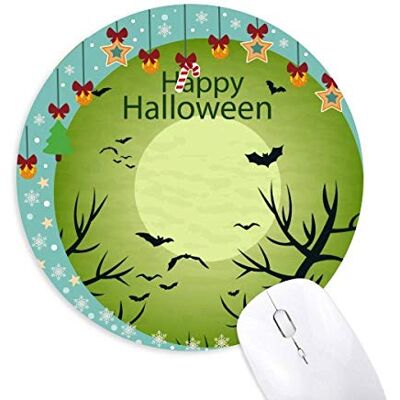 Grüner Baum Happy Ghost Angst Halloween Maus Pad Jingling Bell Round Rubber Mat Grüner Baum Happy Ghost Angst Halloween Maus Pad Jingling Bell Round Rubber Mat