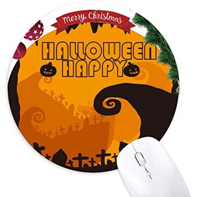 Baum Happy Ghost Angst Halloween Rund Gummi Maus Pad Weihnachtsbaum Mat Baum Happy Ghost Angst Halloween Rund Gummi Maus Pad Weihnachtsbaum Mat