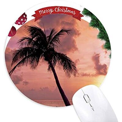 Ocean Sand Beach Boat Tree Picture Round Rubber Maus Pad Weihnachtsbaum Mat Ocean Sand Beach Boat Tree Picture Round Rubber Maus Pad Weihnachtsbaum Mat