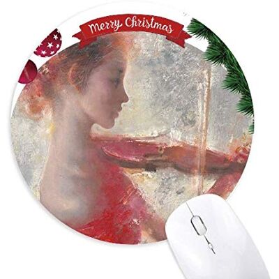 Red Girl Lotus XJJ Oil Painting Round Rubber Maus Pad Weihnachtsbaum Mat Red Girl Lotus XJJ Oil Painting Round Rubber Maus Pad Weihnachtsbaum Mat