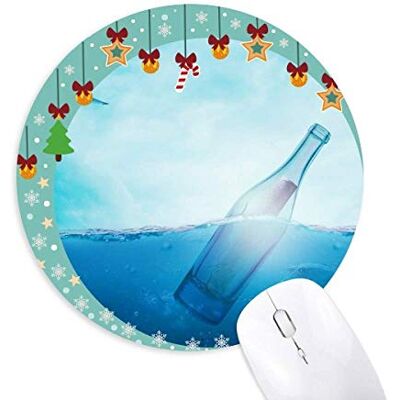 Ocean Glass Bottle Science Nature Mouse Pad Jingling Bell Round Rubber Mat Ocean Glass Bottle Science Nature Mouse Pad Jingling Bell Round Rubber Mat