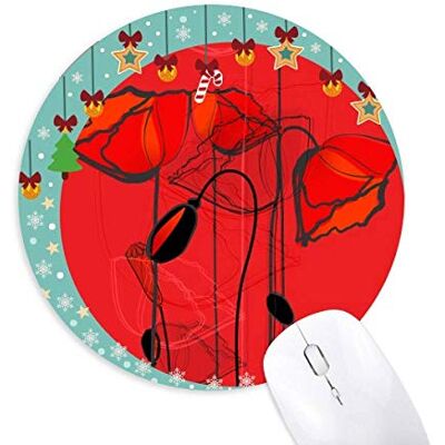 Red Flowers Abstract Art Line Painting Corn Poppy Mouse Pad Jingling Bell Round Rubber Mat Red Flowers Abstract Art Line Painting Corn Poppy Mouse Pad Jingling Bell Round Rubber Mat