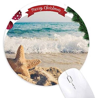 Ocean Sand Beach Starfish Sea Picture Round Rubber Maus Pad Weihnachtsbaum Mat Ocean Sand Beach Starfish Sea Picture Round Rubber Maus Pad Weihnachtsbaum Mat