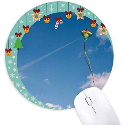 Blue Sky White Clouds Kite Mouse Pad Jingling Bell Round Rubber Mat Blue Sky White Clouds Kite Mouse Pad Jingling Bell Round Rubber Mat