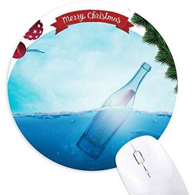 Ocean Glass Bottle Science Nature Round Rubber Maus Pad Weihnachtsbaum Mat Ocean Glass Bottle Science Nature Round Rubber Maus Pad Weihnachtsbaum Mat