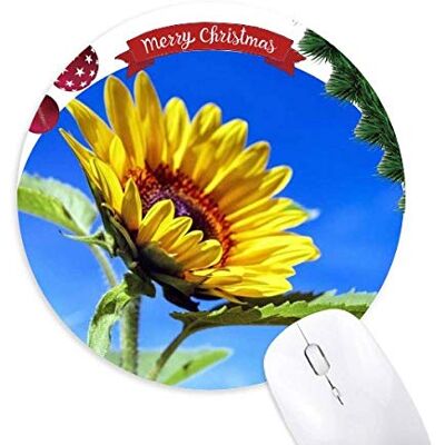 Sunflowers Blue Sky Sunshine Flower Round Rubber Mouse Pad Christmas Tree Mat Sunflowers Blue Sky Sunshine Flower Round Rubber Mouse Pad Christmas Tree Mat