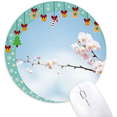 Plum Blossom Blue Sky Clouds Mouse Pad Jingling Bell Round Rubber Mat Plum Blossom Blue Sky Clouds Mouse Pad Jingling Bell Round Rubber Mat
