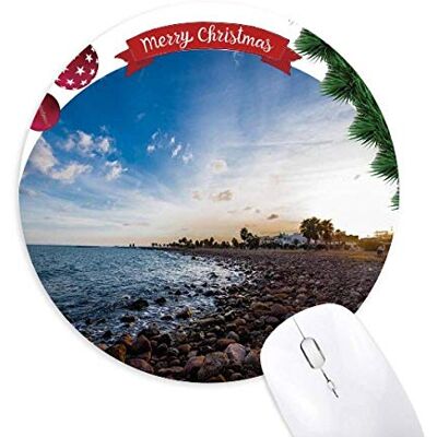 Ocean Stone Beach Sea Picture Round Rubber Mouse Pad Christmas Tree Mat Ocean Stone Beach Sea Picture Round Rubber Mouse Pad Christmas Tree Mat